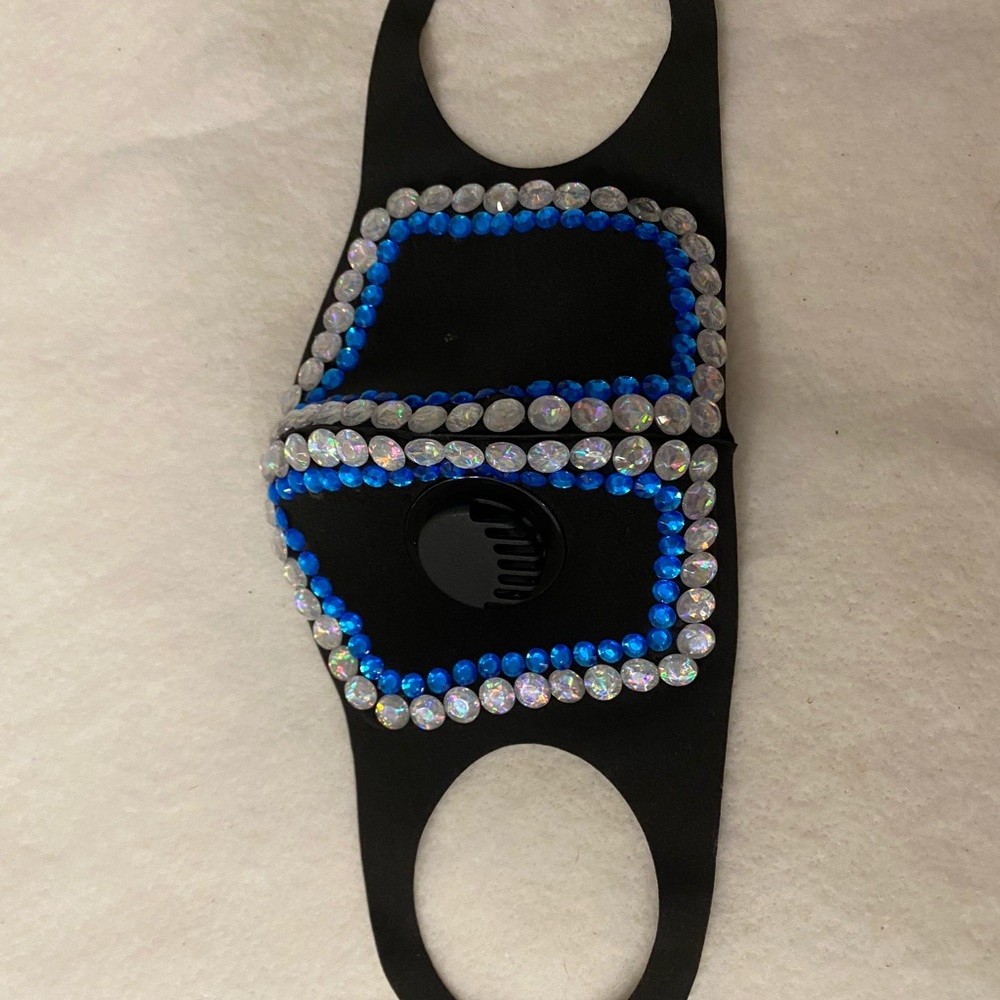 Blue and White Gemstone Face Mask